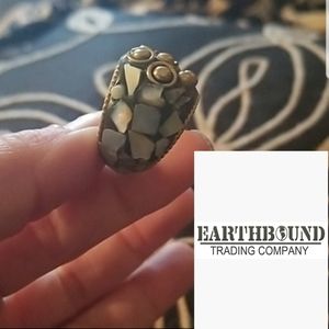 Beautiful Gold Stone & Studded Adjustable ring